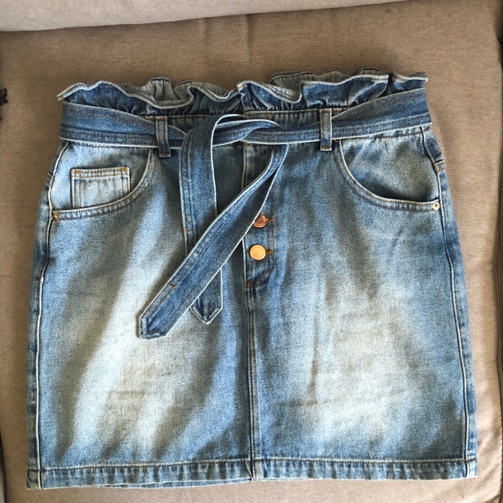 Miss Selfridge high waisted button fly denim skirt